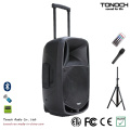 Good Quality 15 Inches Plastic Trolley DJ Speaker with Battery